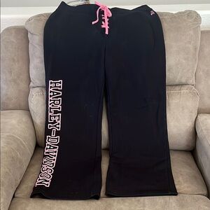 Harley-Davidson Black and Pink Joggers with Vertical Logo
